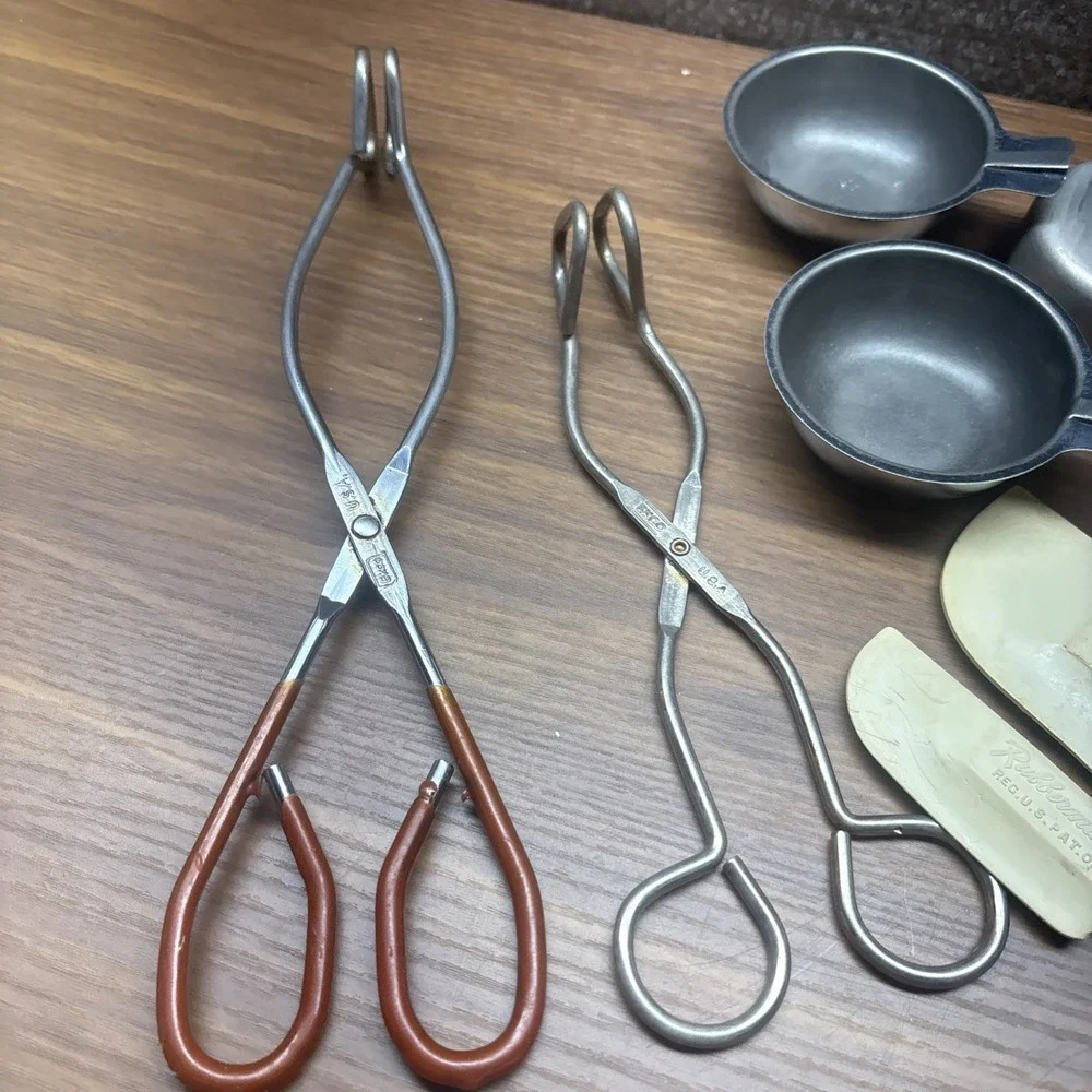 9 Vintage Kitchen Utensils Lot EKCO Rubbermaid Olive Green Primitive USA Made